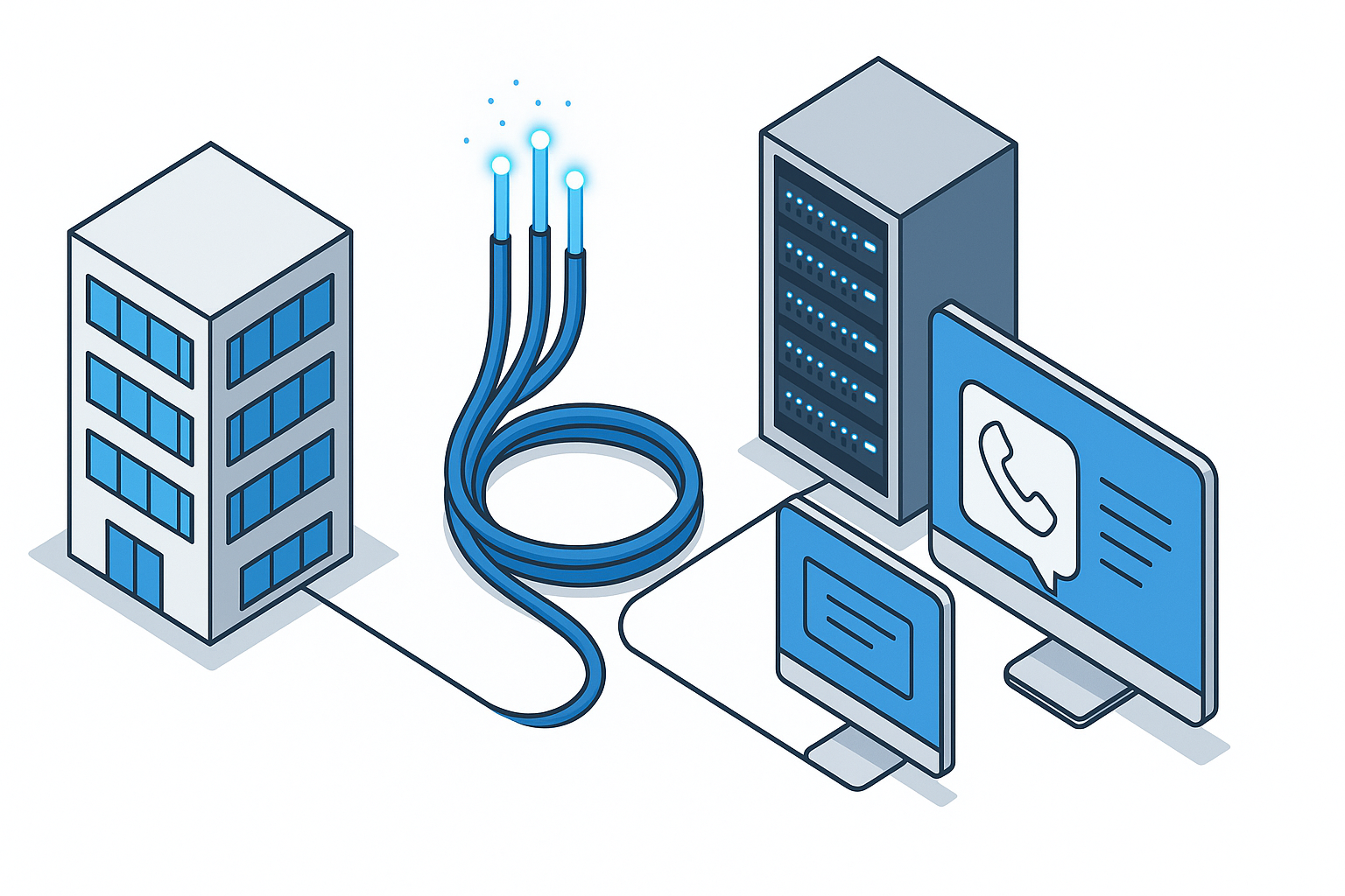 Réseau télécom moderne : fibre, datacenter et téléphonie